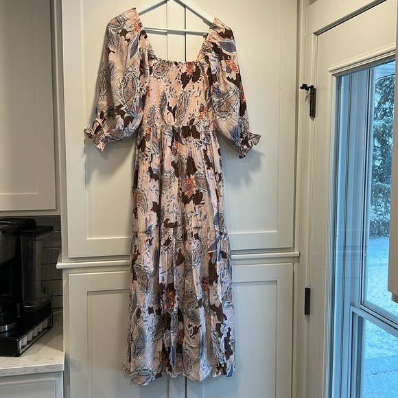 Fate Women's Long Dress - Pink and Brown Floral - Picture 2 of 16